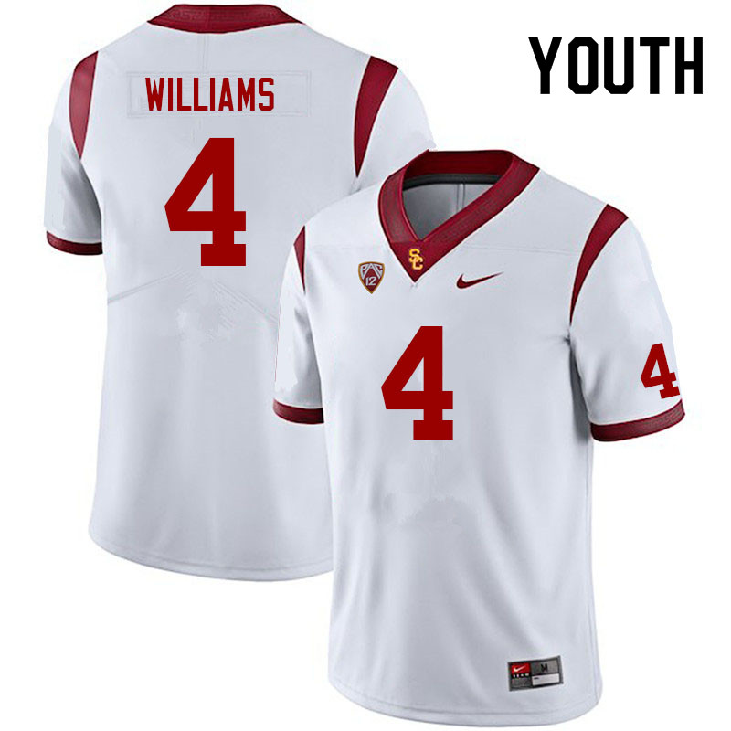 Youth #4 Mario Williams USC Trojans College Football Jerseys Sale-White - Click Image to Close